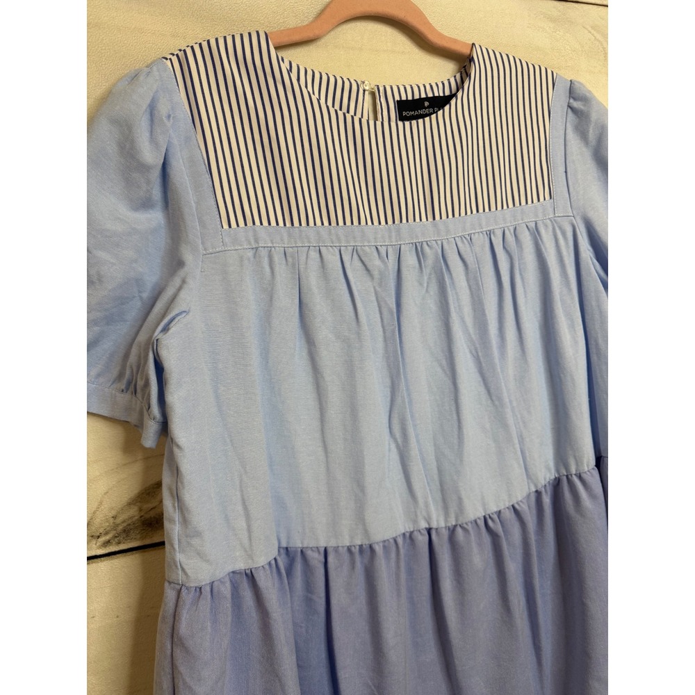 Pomander Place Light Blue & White Striped Mini Dress - Picture 2 of 6